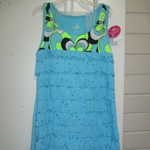 JUSTICE. NWT.GIRLS 12 DRESS.. BLUE. RUFFLED